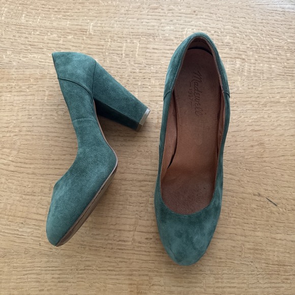 Madewell Shoes - Madewell Green Suede Round Toe The Frankie Pump Size 8.5
